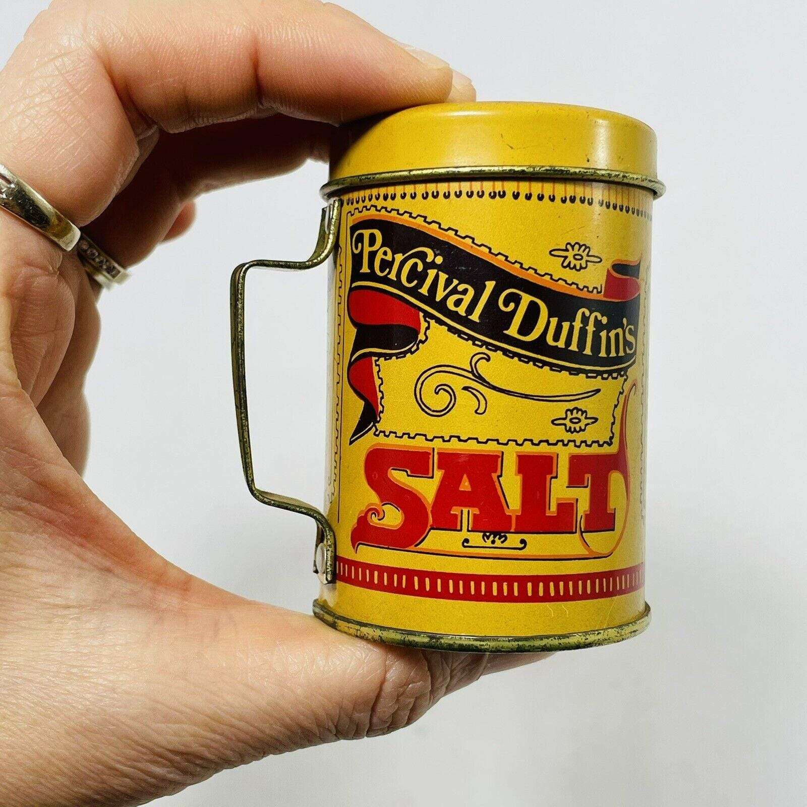 英国製 ガルバナイズド 1/2GALLON ブリキ イングランド アンティーク Vintage Percival Duffin Tin Salt Shaker 4” Metal Retro Handle