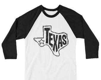 Texas T-shirt, State of Texas, Texas Tee 3/4 Sleeve Raglan Shirt