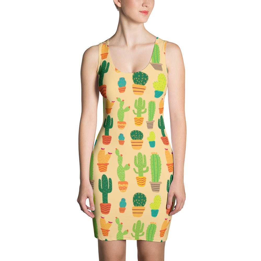 Cactus Dress Cactus Pattern Dress Colorful Cactus Dress - Etsy