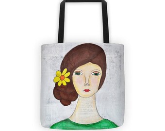 Girl Tote, Girl Bag, Sunflower Girl Tote