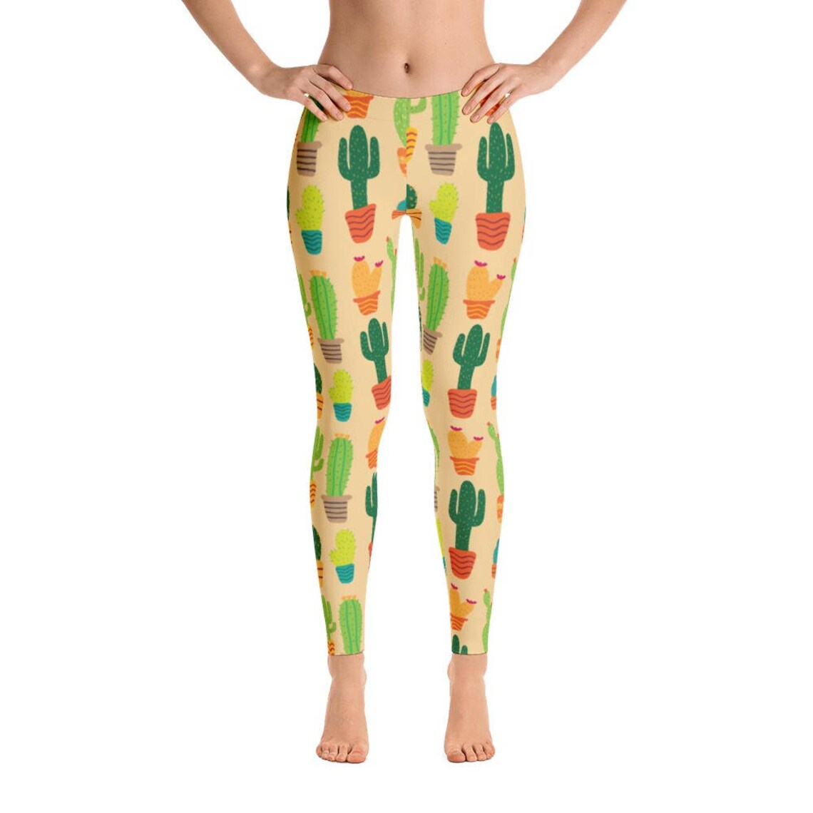 Cactus Leggings Cactus Pattern Yoga Leggings Everyday Etsy