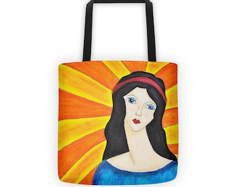 Virgin Mary Tote Bag, Mary Tote, Tote, Bag, Boho Chic