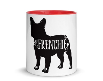 French Bulldog Mug, Mug with Color Inside, Free Shipping