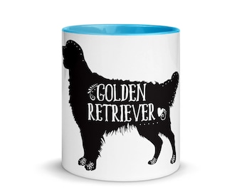 Golden Retriever Mug, Mug with Color Inside, Free Shipping