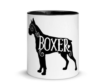 Boxer Mug, Mug with Color Inside, Free Shipping