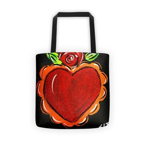 Heart Tote Bag, Folk Art Tote