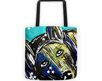 Dog Tote Bag, Dog Tote, Bag, Tote, Art Dog, Beach Tote