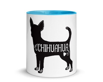 Chihuahua Mug, Mug with Color Inside, Free Shipping
