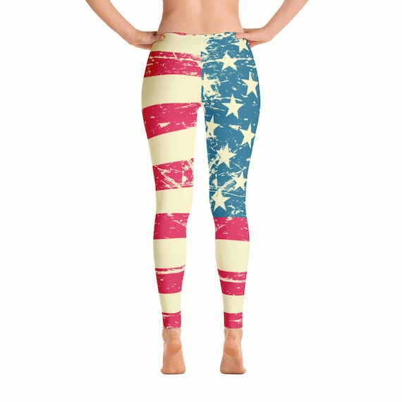 American Flag Leggings, Patriotic Leggings, Everyday Leggings, Comfortable  Leggings, Colorful Leggings 