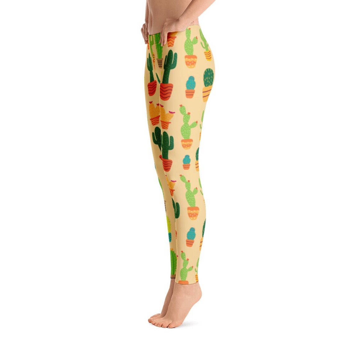 Cactus Leggings Cactus Pattern Yoga Leggings Everyday Etsy