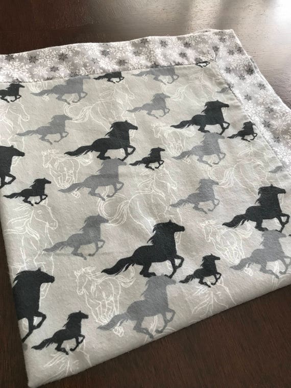 Items similar to Flannel Horse Receiving Blanket, Flannel Snuggle