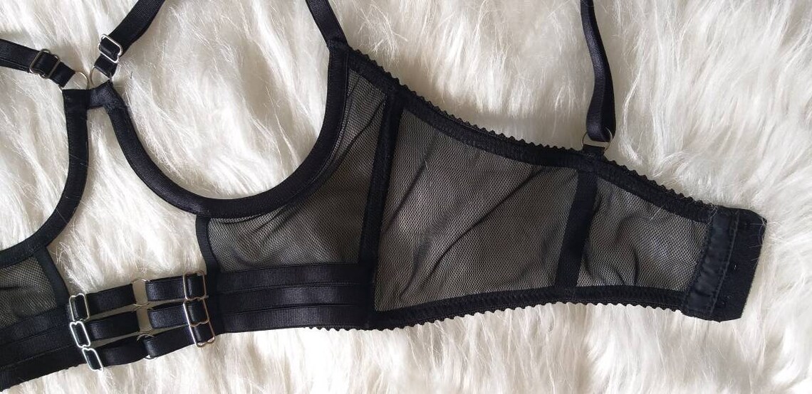 Cupless bra plus size frame mesh bra sheer corset lingerie | Etsy