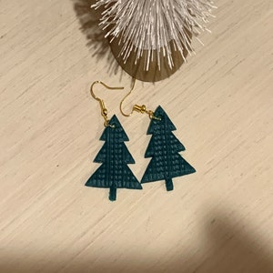 Clay Earrings Green Christmas Trees Clay Earrings Christmas Clay Earrings Handmade Polymer Clay Earrings Holiday Earrings Dangle