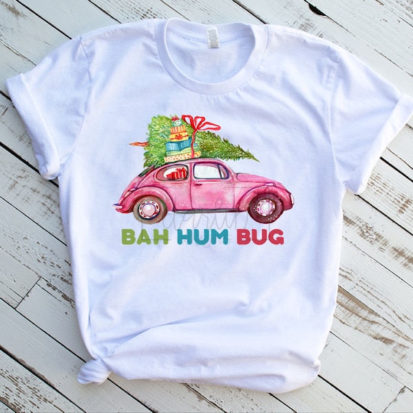 Bah Hum Bug Volkswagen Christmas Tshirt PNG  Volkswagen with Christmas Tree Shirt Digital Download PNG