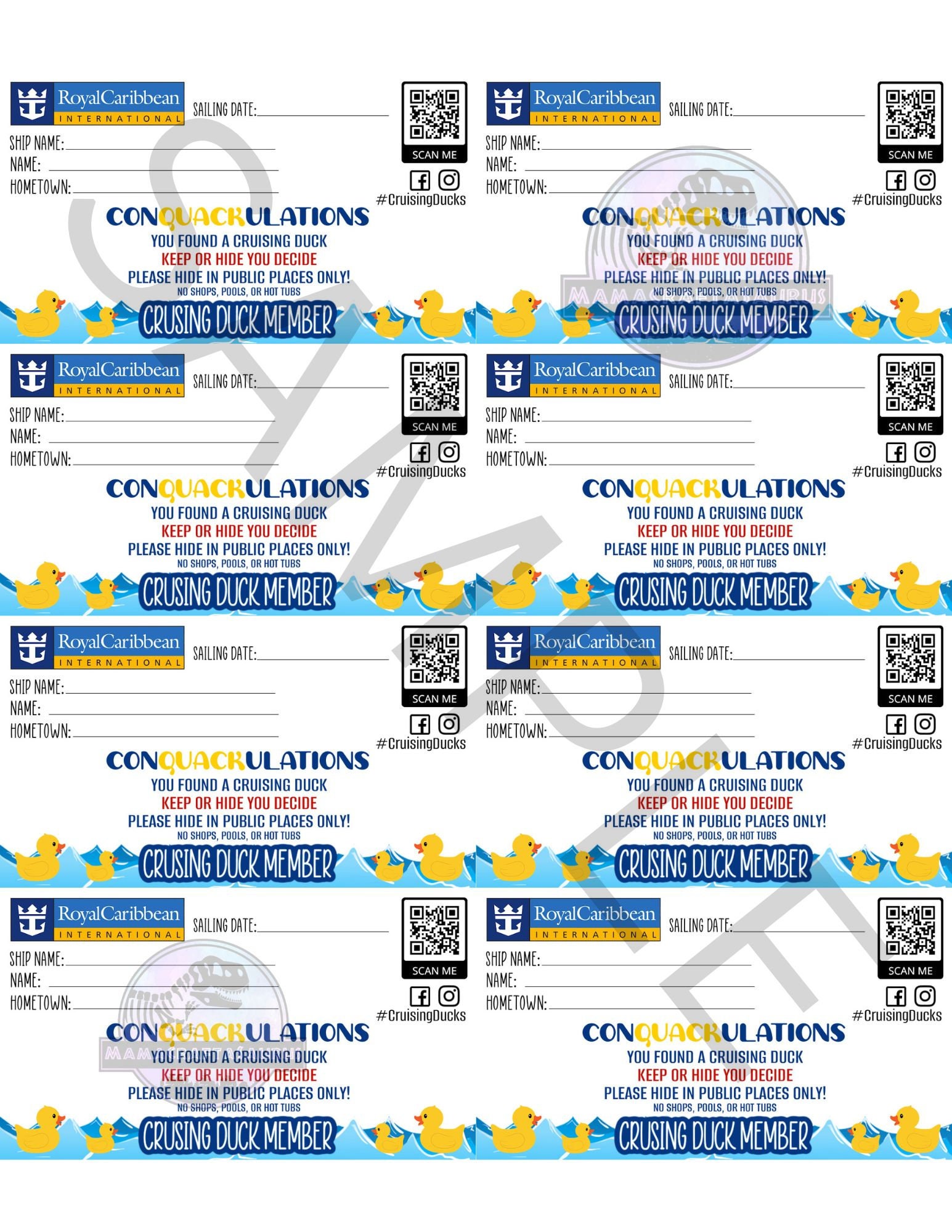 Royal Caribbean Cruising Ducks Template 61