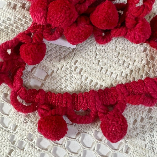 1.2 Yards 1 in Red Pom Pom Ball Fringe Upholstery / Drapery / Interior Design / Home Furnishings @Creekwood Cottage Chic--3