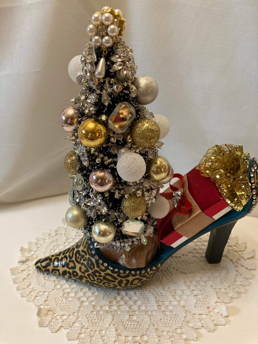 14 in High Heel Shoe Christmas Tree Handmade One of a Kind W