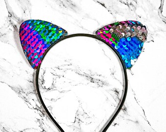 Rainbow Sequin Cat Etsy - custom roblox pet simulator mask cat or rainbow cat without etsy