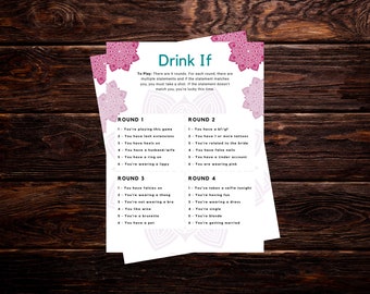 Bachelorette Party Game Drink If | Bachelorette Party Games | Bachelorette Games | Girl's Night Out Game | Hen Party Game | Drinking Game