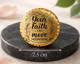 Christian Pocket Hug, Scripture Pocket Prayer Coin, Bible Verse Gift -  Your faith can move mountains