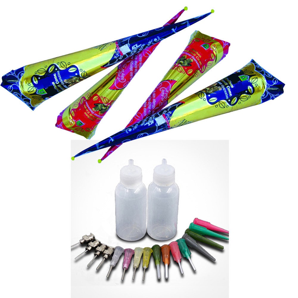 4 Henna Cones 2 Henna Applicator Bottles 16 Nozzles Henna Etsy Australia