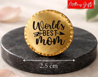 Worlds Best Mom - Pocket Token, Pocket Coin, Pocket Hug Mothers Day Gift.