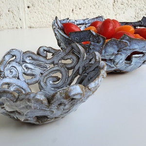 Two Berry Bowls, Decorative colander, Handmade Ceramic sieve