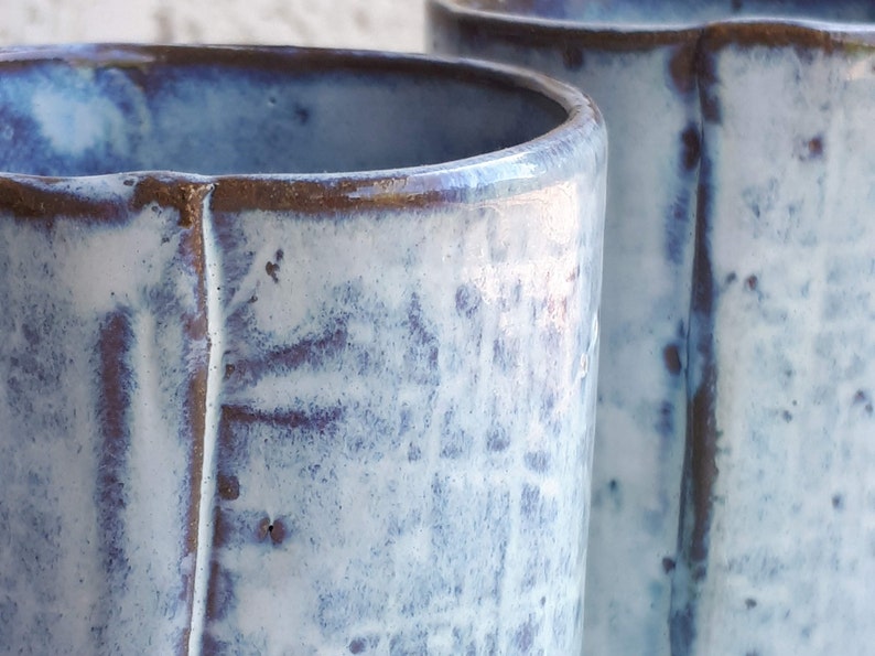blue ceramic tumbler handmade coffee cup