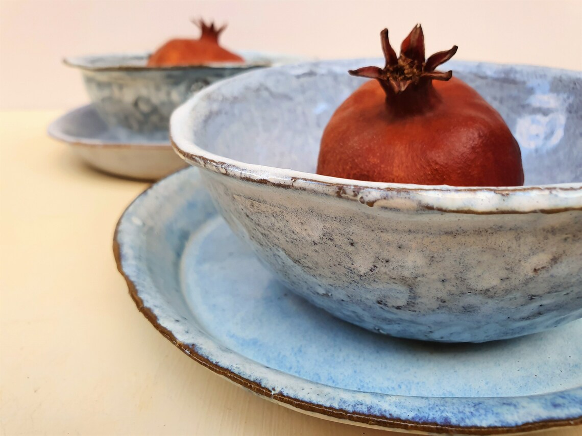 Ceramic plate and bowl set for four Etsy