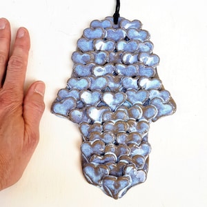 Blue Heart Hamsa 3D Ceramic Wall ART made in Israel