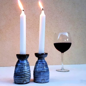 Blue shabbat Candle Holders Israel Judaica