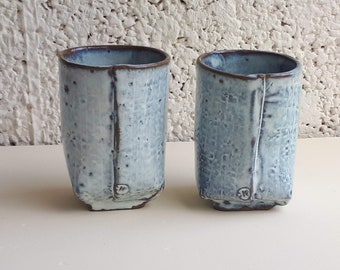 Deux tasses bleues, gobelet en céramique fait main