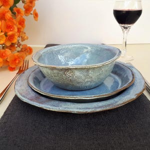 Dinner Set Handmade Blue Plates