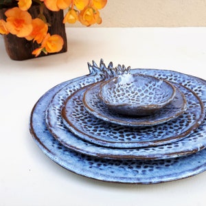 Five nesting  Pomegranate s, Handmade Ceramic