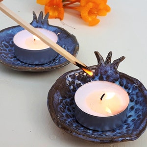 Pomegranate Tealight Candle Holders, Set of Two