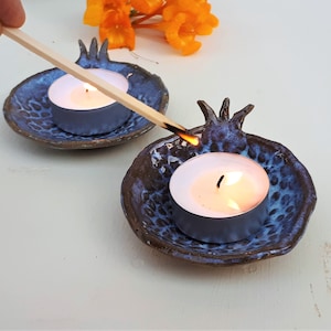 Sabbath Candle Holders, Small Pomegranate Dish