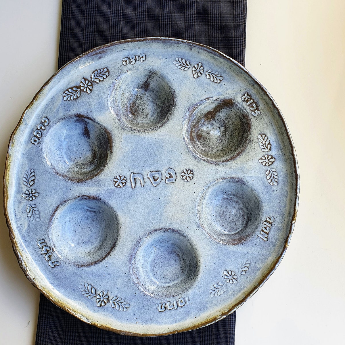 Blue Passover Seder Plate, Handmade in Israel, Express Shipment - Etsy