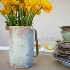 Handmade Green Rustic Jug, Ceramic vase