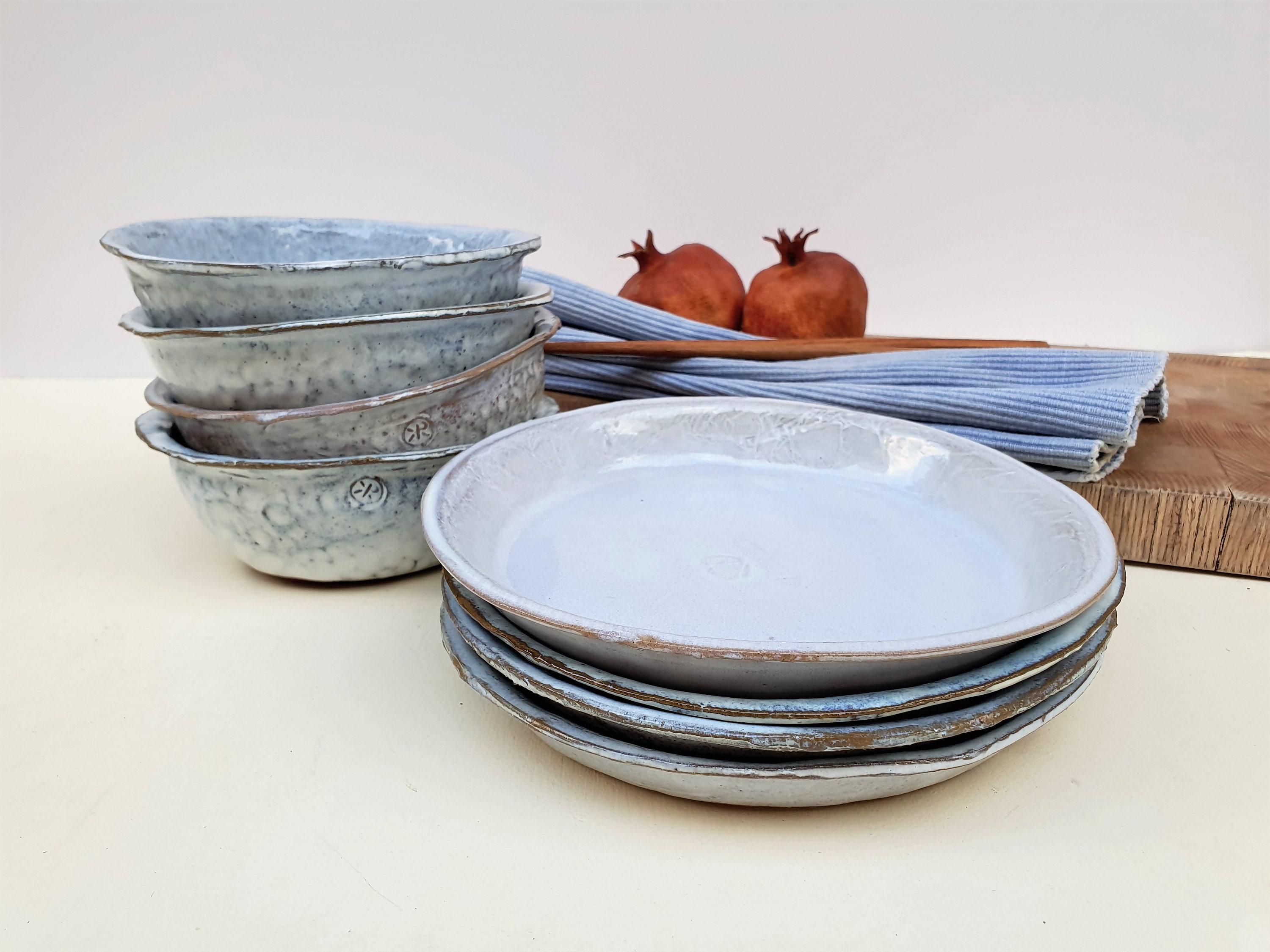 Ceramic plate and bowl set for four Etsy