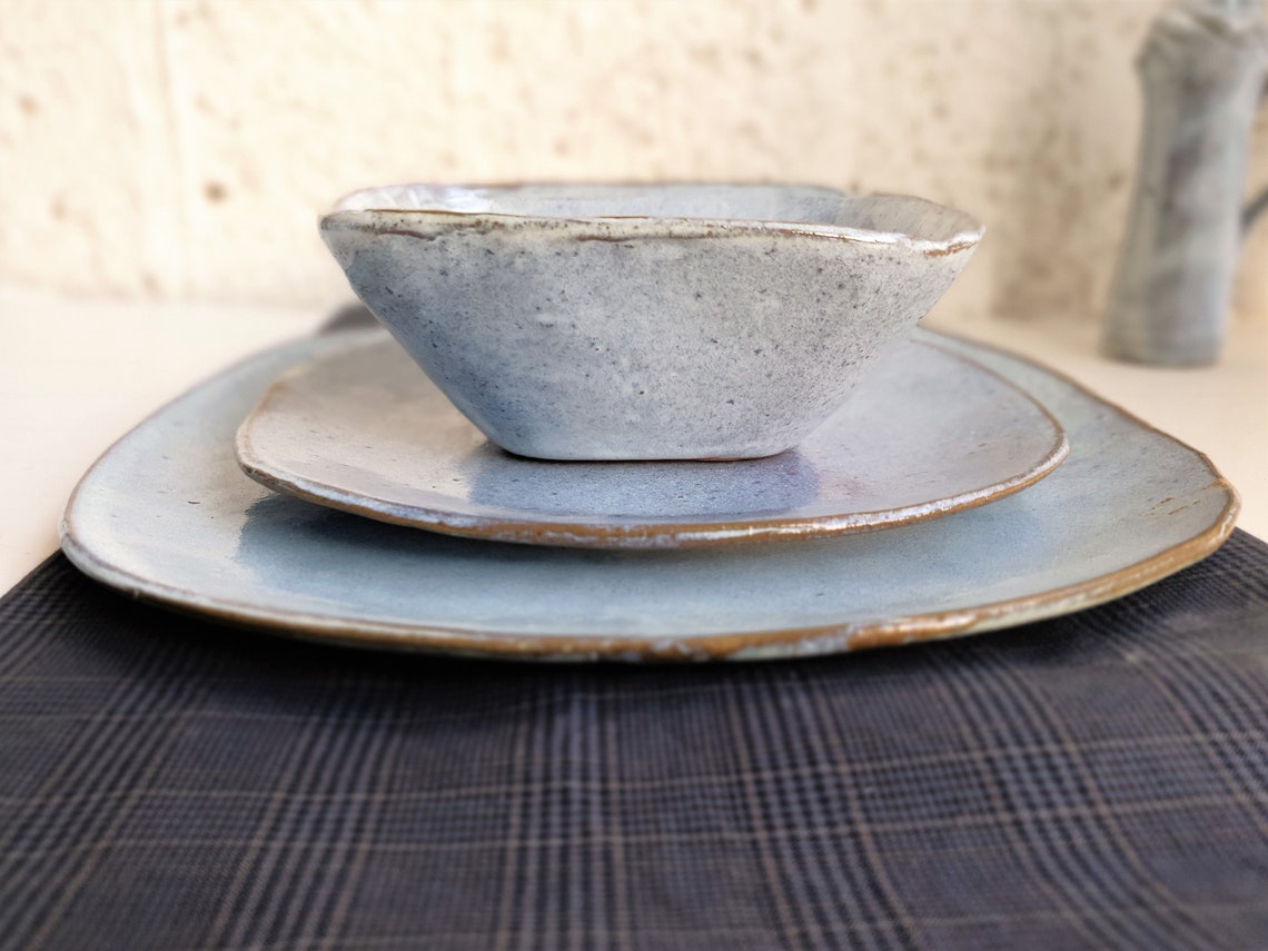 HANDmade Ceramic Square Plate Set Etsy