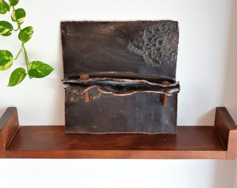 Abstract Black Ceramic Wall Sculpture