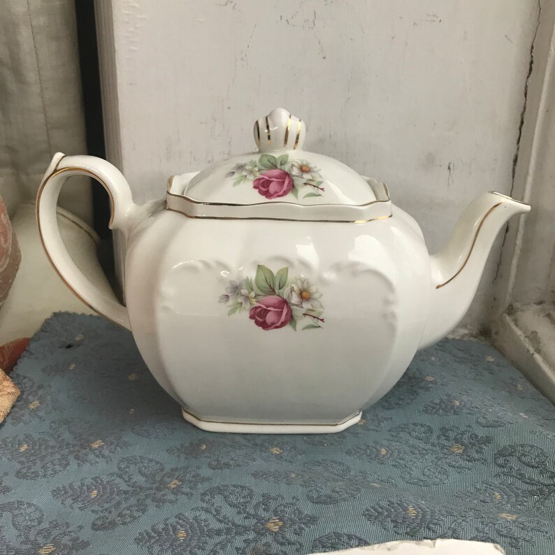 Sadler Cube Teapot Floral Pottery Made in England Etsy