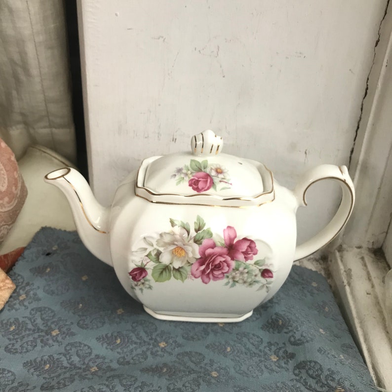 Sadler Cube Teapot Floral Pottery Made in England Etsy