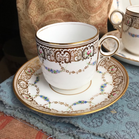 Antique 2 Porcelain Tea Cup Saucer and Plate C.1880 English