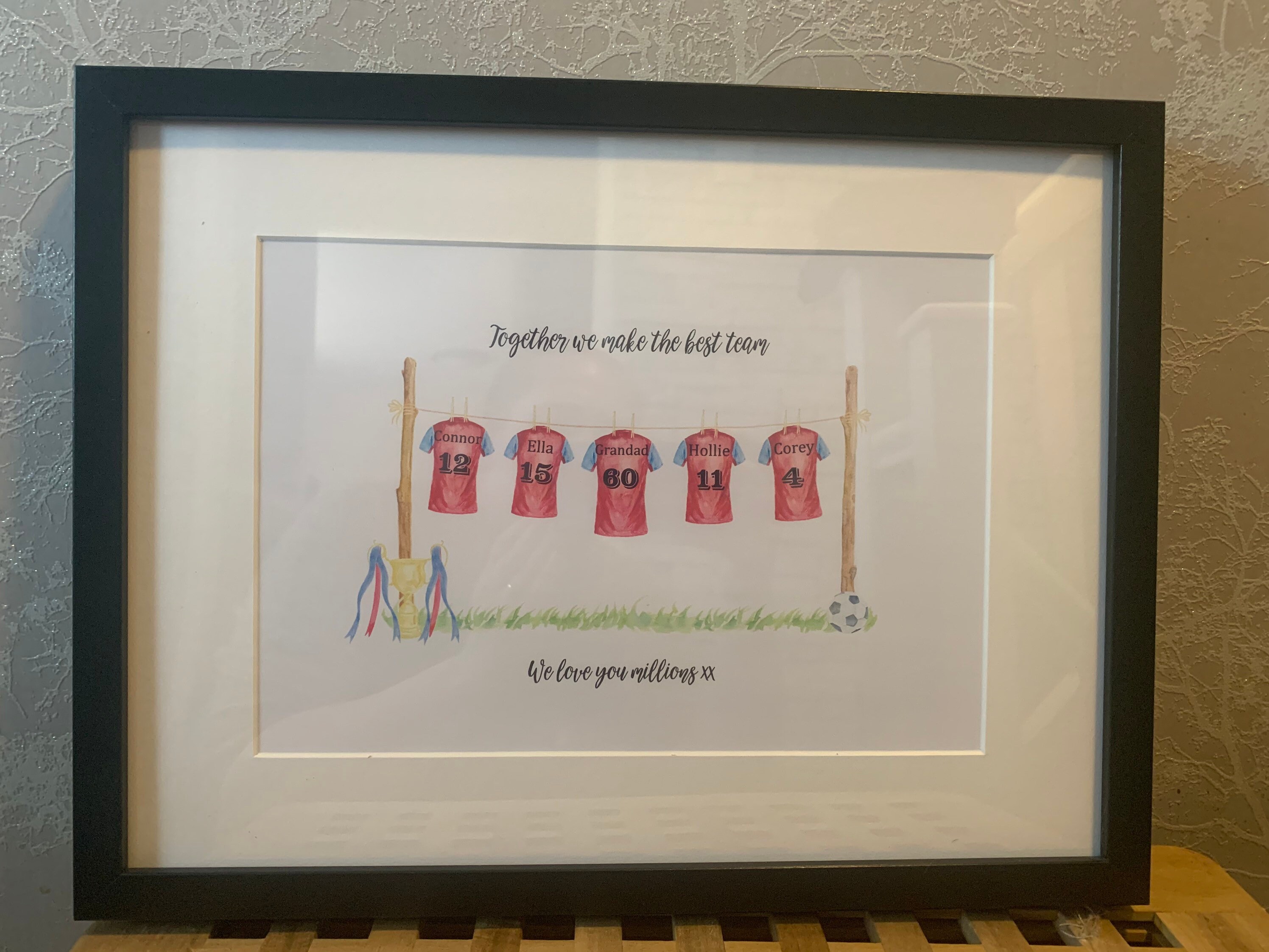 Personalised football shirt on a washing line Etsy