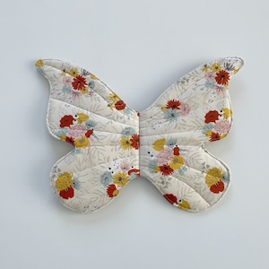 Floral bouquet butterfly wings for kids//cream beige sand ivory// fairy wings for children// quilted fabric wings// heirloom quality