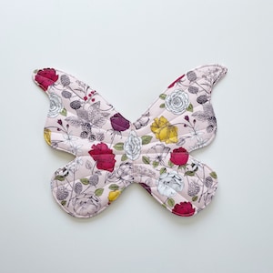Light pink floral wearable butterfly wings for kids// fairy wings for children// quilted fabric wings// imaginative play
