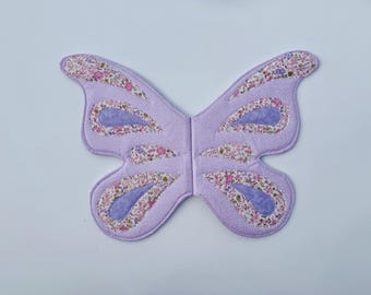 READY TO SHIP Light purple with metallic dots and purple floral applique fairy wings// wearable butterfly wings for children