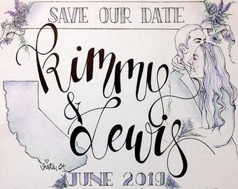 Custom Illustrated Wedding Save The Dates