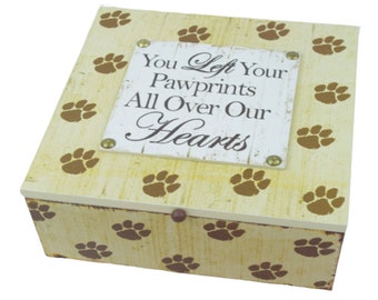 Pet Memory Box Dog Or Cat Keepsakes Ashes Container You Left Pawprints All Over Our Hearts Sentimental Storage Photos Leads Toys Wooden